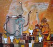 Still-life with white cups  » Click to zoom ->