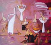 Steel-life with pears and white vases  » Click to zoom ->